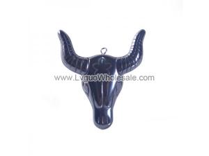 Hematite Bull Head 40x45mm Pendant